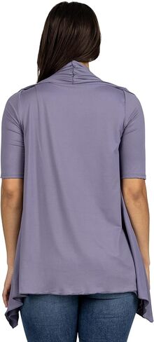 24seven Comfort Apparel Loose Fit Open Front Cardigan with Half Sleeve in Kuwait