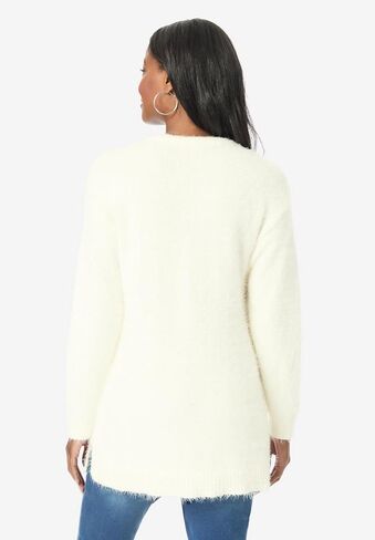 Roaman's Women's Plus Size Eyelash V Neck Sweater in Saudi Arabia