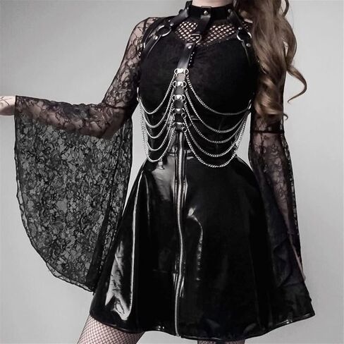 Leather Harness Women Belt Body Chain Bra Chest Bondage Lingerie Sexy Waist Belly Stocking Garter Accessories (Color : 8, Size : One Size) in Saudi Arabia