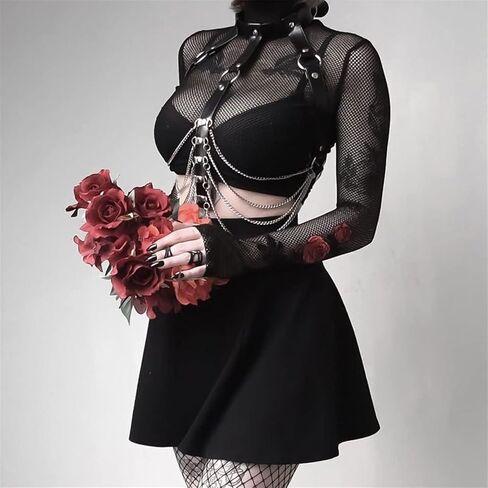 Leather Harness Women Belt Body Chain Bra Chest Bondage Lingerie Sexy Waist Belly Stocking Garter Accessories (Color : 8, Size : One Size) in Saudi Arabia