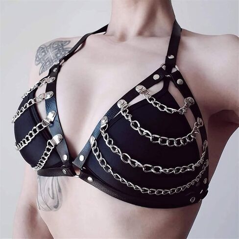Leather Harness Women Belt Body Chain Bra Chest Bondage Lingerie Sexy Waist Belly Stocking Garter Accessories (Color : 8, Size : One Size) in Saudi Arabia