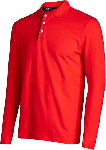 Mens Polo Shirts Cotton Solid Long Sleeve Polo Rugby Shirts in Saudi Arabia