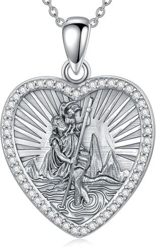 Seiyang Heart Saint Necklace 925 Sterling Silver Patron Amulet Medal Jewelry for Women (with Gift Box) in Saudi Arabia