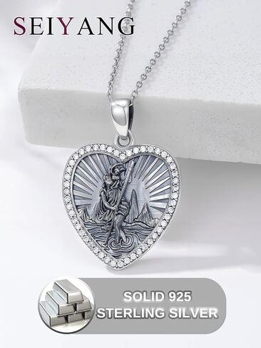 Seiyang Heart Saint Necklace 925 Sterling Silver Patron Amulet Medal Jewelry for Women (with Gift Box) in Saudi Arabia