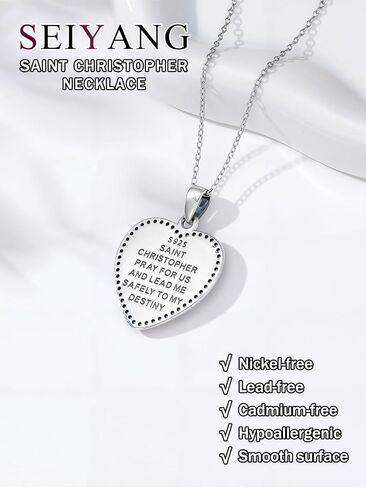 Seiyang Heart Saint Necklace 925 Sterling Silver Patron Amulet Medal Jewelry for Women (with Gift Box) in Saudi Arabia