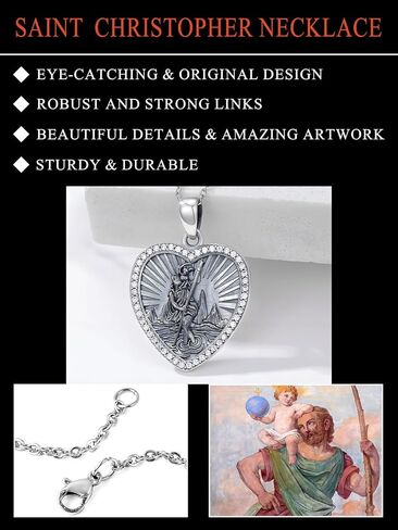 Seiyang Heart Saint Necklace 925 Sterling Silver Patron Amulet Medal Jewelry for Women (with Gift Box) in Saudi Arabia