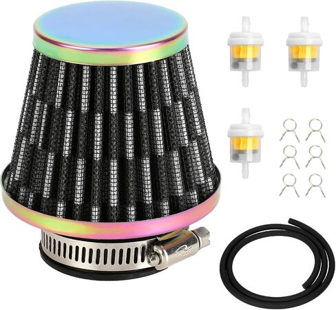 38mm(1-1/2") Air Filter Compatible with GY6 139QMB 125cc 110cc 50cc Taotao Baja Jonway Roketa Loncin Scooter Moped ATV Quad 4 Wheeler Go Kart Pit Dirt Bike Parts Silver with Fuel Line in Saudi Arabia