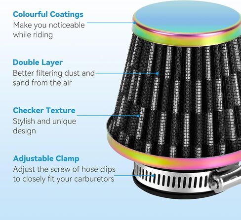 38mm(1-1/2") Air Filter Compatible with GY6 139QMB 125cc 110cc 50cc Taotao Baja Jonway Roketa Loncin Scooter Moped ATV Quad 4 Wheeler Go Kart Pit Dirt Bike Parts Silver with Fuel Line in Saudi Arabia