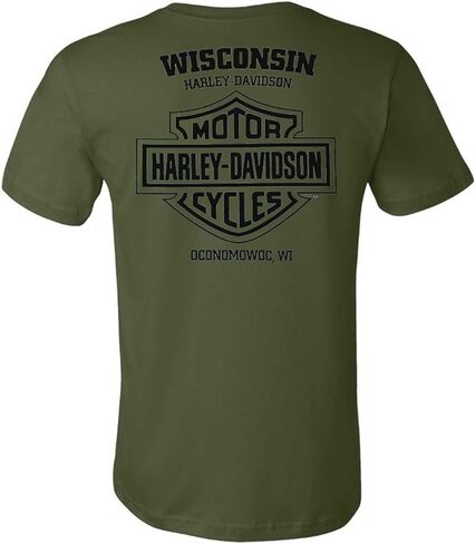 Harley-Davidson Men's Dark Trait Short Sleeve Crew-Neck T-Shirt, Military Green in Saudi Arabia