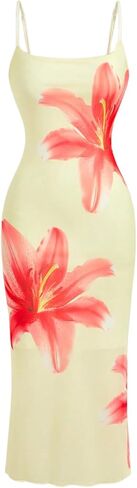 Verdusa Women's Floral Print Layered Cami Dress High Rise Backless Sleeveless Long Dress in Kuwait