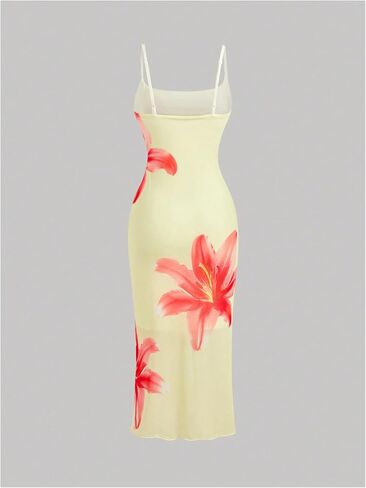 Verdusa Women's Floral Print Layered Cami Dress High Rise Backless Sleeveless Long Dress in Kuwait