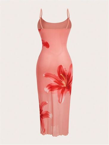 Verdusa Women's Floral Print Layered Cami Dress High Rise Backless Sleeveless Long Dress in Kuwait