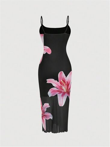 Verdusa Women's Floral Print Layered Cami Dress High Rise Backless Sleeveless Long Dress in Kuwait