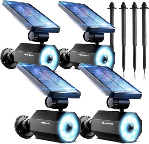 Bell+Howell Bionic Spot Motion Motion Sot Spot Lights في الهواء الطلق مقاوم للماء ، وأضواء المناظر الطبيعية الشمسية ، وأضواء الساحة الشمسية في الهواء الطلق مقاومة للطقس ، وأضواء LED مشرقة للغاية ، للحديقة ، العشب كما يظهر على التلفزيون in Saudi Arabia