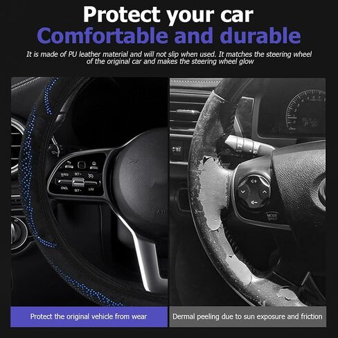 Bling Car Steering Wheel Cover, Crystal Rhinestones 15 Inch Vehicle Protector, Diamond Sparkling Automotive Protective Guard Accessories, Universal for SUV, Sedan, Truck (Multicolor) in Saudi Arabia