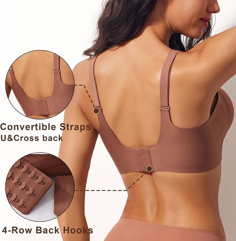 Seamless Wireless Push Up Bra for Women - Full Coverage Bralette with Comfort Lift Support Everyday T-Shirt Bra in Saudi Arabia
