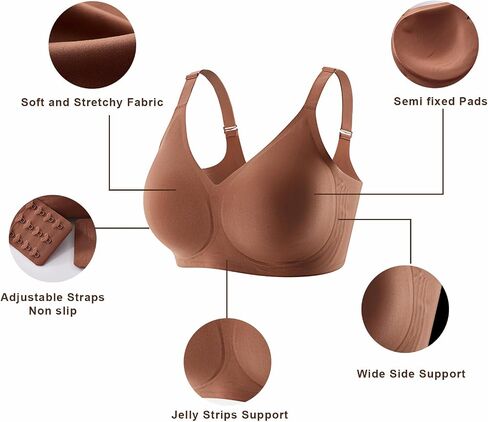 Seamless Wireless Push Up Bra for Women - Full Coverage Bralette with Comfort Lift Support Everyday T-Shirt Bra in Saudi Arabia