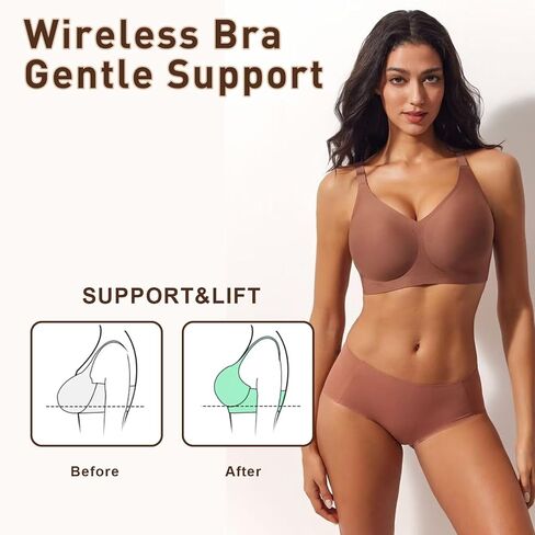 Seamless Wireless Push Up Bra for Women - Full Coverage Bralette with Comfort Lift Support Everyday T-Shirt Bra in Saudi Arabia