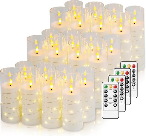 Flickering Flameless LED Candles,Battery Operated Candles 9 Pcs with Embedded Star String,Acrylic LED Pillar Candles with Remote,Suitable for Home Decoration to Create an Atmosphere（White） in Saudi Arabia
