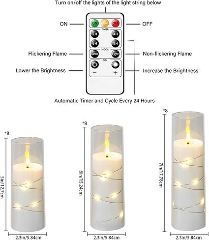 Flickering Flameless LED Candles,Battery Operated Candles 9 Pcs with Embedded Star String,Acrylic LED Pillar Candles with Remote,Suitable for Home Decoration to Create an Atmosphere（White） in Saudi Arabia