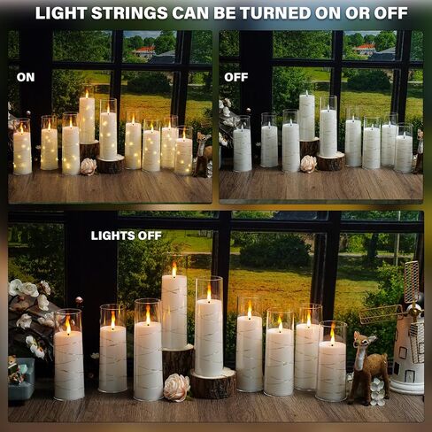 Flickering Flameless LED Candles,Battery Operated Candles 9 Pcs with Embedded Star String,Acrylic LED Pillar Candles with Remote,Suitable for Home Decoration to Create an Atmosphere（White） in Saudi Arabia