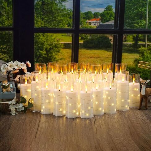 Flickering Flameless LED Candles,Battery Operated Candles 9 Pcs with Embedded Star String,Acrylic LED Pillar Candles with Remote,Suitable for Home Decoration to Create an Atmosphere（White） in Saudi Arabia