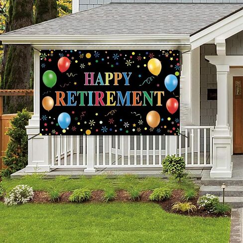 Happy Retirement Backdrop with 70.8"X43.3", Large Happy Retirement Banner Background Photography with Rope，Retirement Party Decoration Supplies for Photo Booth Props Decor Outdoor Indoor in Saudi Arabia