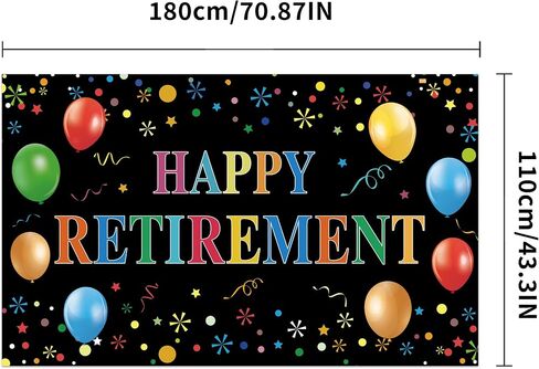 Happy Retirement Backdrop with 70.8"X43.3", Large Happy Retirement Banner Background Photography with Rope，Retirement Party Decoration Supplies for Photo Booth Props Decor Outdoor Indoor in Saudi Arabia