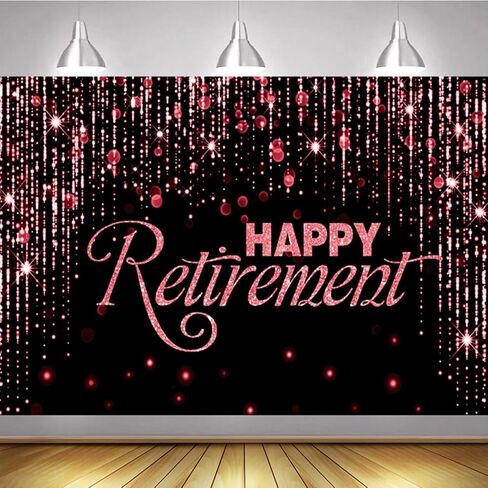 Happy Retirement Backdrop with 70.8"X43.3", Large Happy Retirement Banner Background Photography with Rope，Retirement Party Decoration Supplies for Photo Booth Props Decor Outdoor Indoor in Kuwait