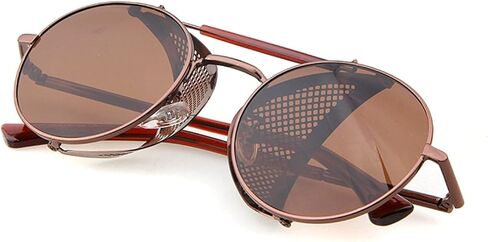 Chezi Metal Frame Fold-in Mesh Side Shield Oval Sunglasses in Saudi Arabia