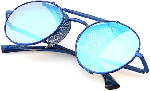 Chezi Metal Frame Fold-in Mesh Side Shield Oval Sunglasses in Saudi Arabia