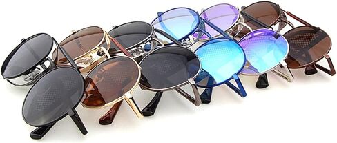 Chezi Metal Frame Fold-in Mesh Side Shield Oval Sunglasses in Saudi Arabia
