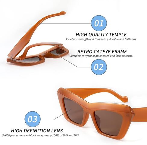 FEISEDY Women Men Retro Vintage Cat Eye Square 90s Sunglasses Jelly Colored Classic 70s Eyewear B2902 in Kuwait