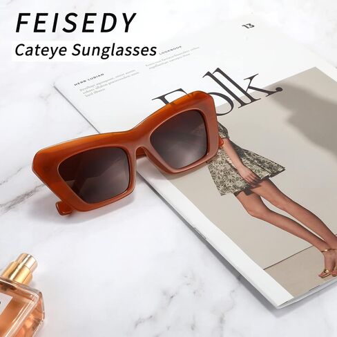 FEISEDY Women Men Retro Vintage Cat Eye Square 90s Sunglasses Jelly Colored Classic 70s Eyewear B2902 in Kuwait