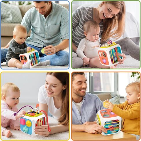 MINGKIDS 7 in1 Montessori Toys for Toddlers 1 Years,Shape Sorter Colorful Stacking and Pull String Toys,Car Travel Toys Christmas Birthday Gifts for Toddler Stocking Stuffer in Saudi Arabia
