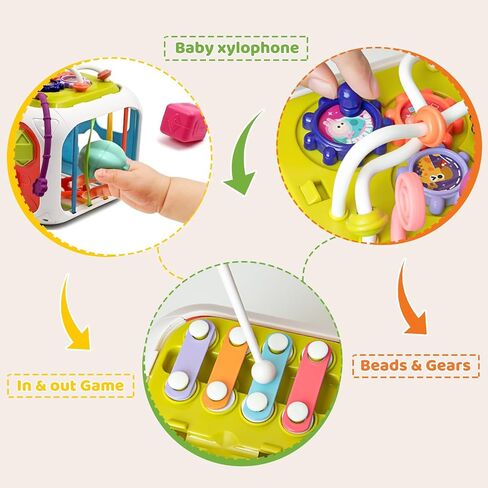 MINGKIDS 7 in1 Montessori Toys for Toddlers 1 Years,Shape Sorter Colorful Stacking and Pull String Toys,Car Travel Toys Christmas Birthday Gifts for Toddler Stocking Stuffer in Saudi Arabia