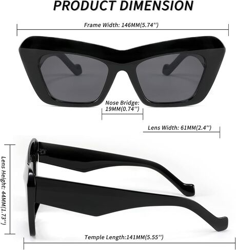 نساء Feisedy الرجال الرجعية خمر Cat Eye Square 90s نظارة شمسية ملونة Classic 70s Eyewear B2902 in Saudi Arabia