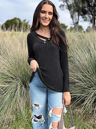 Misyula نمط قمصان طويلة الأكمام للنساء الخامس الرقبة الخريف البلوزات متأنق ملابس علوية أساسية غير رسمية 2024 العصرية البلوز S-2XL in Kuwait