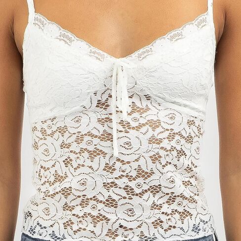 Womens Sexy Lace Camisole Tank Tops Y2k Slim Fit Corset Going Out Streetwear Ruffle Hem Spaghetti Strap Cami Tops in Kuwait