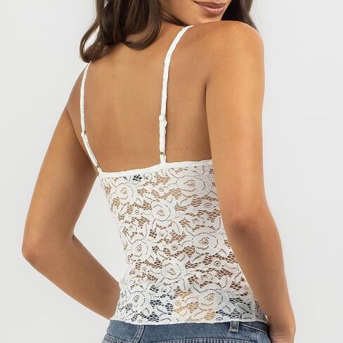 Womens Sexy Lace Camisole Tank Tops Y2k Slim Fit Corset Going Out Streetwear Ruffle Hem Spaghetti Strap Cami Tops in Kuwait