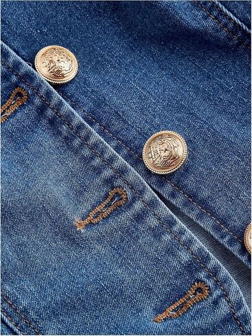 GORGLITTER Women's Button Down Denim Vest Sleeveless Crew Neck Tank Tops Fashion Dressy in Saudi Arabia