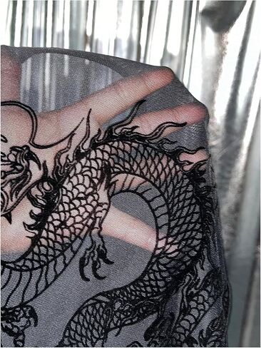 Floerns Women's Sleeveless Crew Neck Dragon Print Sheer Mesh Crop Tank Tops in Saudi Arabia