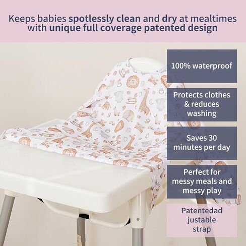 Long Sleeve Baby Bib - Mess-Proof Feeding Bibs for Babies - Adjustable, Waterproof, and Highchair/Table Attachment in Saudi Arabia