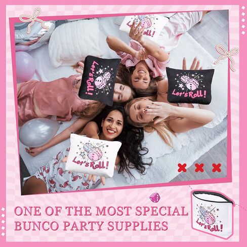 12 Pcs Bunco Gifts for Women Bunco Makeup Bags Let's Roll Dice Game Makeup Bags Casino Lover Gifts Travel Zipper Pouch Dice Game Present Birthday Present for Women Players in Saudi Arabia