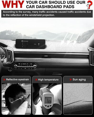 Autorder Dashboard Cover Mat for Mazda 3 2019-2025 Accessories Dash Cover Flannel Dash Mat Sunshade Glare UV Rays Protector (Without HUD) in Saudi Arabia