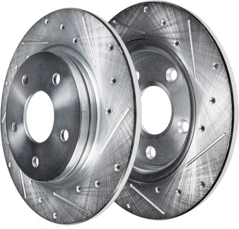 Detroit Axle - دوارات الفرامل الخلفية لعام 2015 2016 2017 2018 2019 2020 2021 2022 2023 فورد موستانج ، محفور ودوار قرص محفور بديل: 12.60 بوصة دوار صلب بوصة in Kuwait
