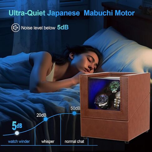 J&T Technology Watch Winder for Automatic Watches,Automatic Watch Winder with LED Light,Rotating Watch Case with Japanese Quiet Motor,4 Rotation Modes,USB Type C in Kuwait