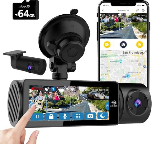 Z-Edge Z3D 4K Front and Rear Dash Cam with WiFi, GPS, Dual Cam, Car DVR, Night Vision, Parking Mode, G-Sensor, Loop Recording in Saudi Arabia