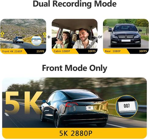 Z-Edge Z3D 4K Front and Rear Dash Cam with WiFi, GPS, Dual Cam, Car DVR, Night Vision, Parking Mode, G-Sensor, Loop Recording in Saudi Arabia
