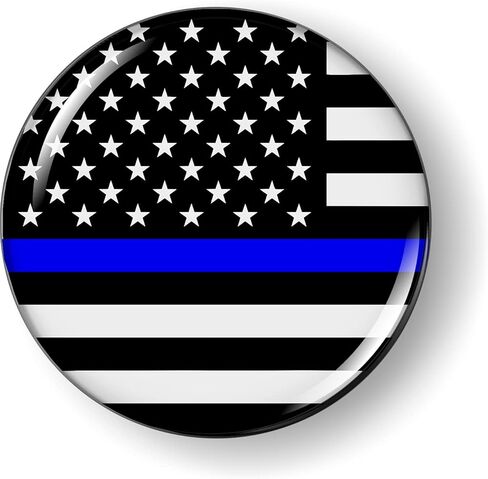 Thin Blue LINE (Stripe) US American Flag 3D Domed CAR Emblem Badge Sticker Chrome Metal Round Bezel in Saudi Arabia